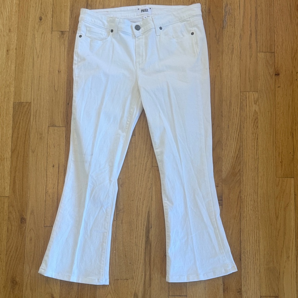 PAIGE Crisp White Flare Jeans 31 petite